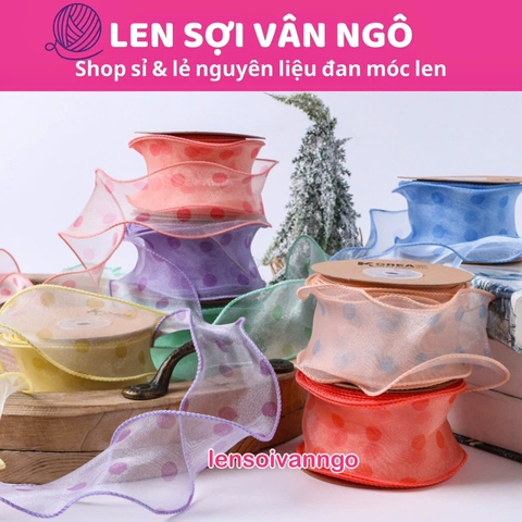2.2m Ruy băng voan chấm bi gợn sóng (bản 5cm) (26119)