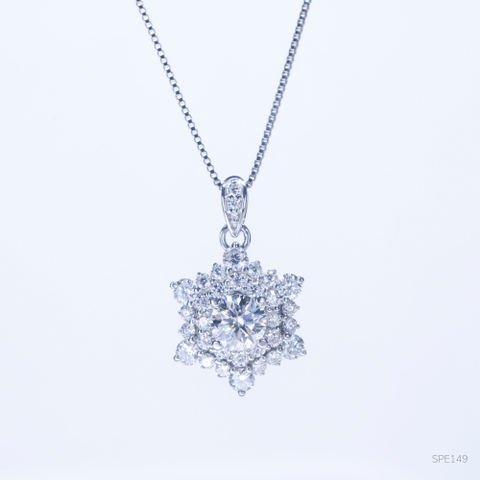 Mặt Dây Bông Tuyết Bạc Xi Kim FULL MOISSANITE Viên Chủ 6.3li - SPE149