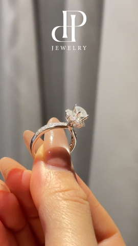 HPJ KIÊU SA - NHẪN HALO FULL MOISSANITE viên chủ 6 li rạng rỡ, quý phái - SRE204