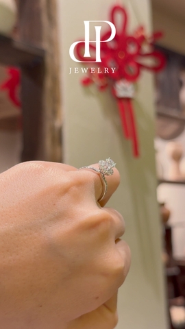 HPJ KIÊU SA - NHẪN HALO FULL MOISSANITE viên chủ 6 li rạng rỡ, quý phái - SRE204