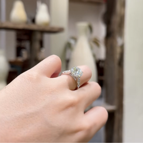 Nhẫn FULL MOISSANITE VIÊN CHỦ 11li - SRE 270