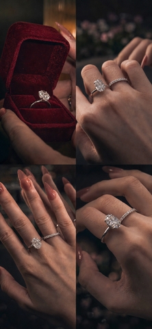 FULL MOISSANITE VIÊN CHỦ OVAL 8*12 MỀM MẠI, DỊU DÀNG, SANG TRỌNG,  SRE007
