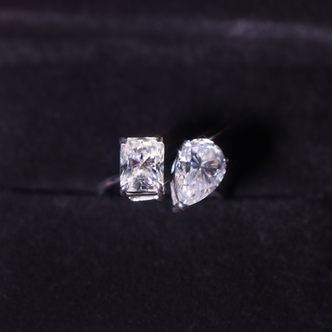 Nhẫn Hai Viên Chủ Đai Trơn- Toi Ét Moi Ring FULL MOISSANITE  - HP01