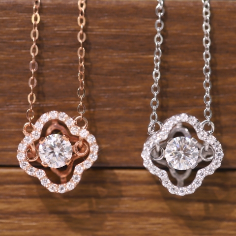 Dây Chuyền Đá Nhảy FULL MOISSANITE Viên Chủ 5 Li - SNE131V1