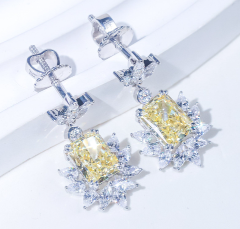 Bông tai thả Chốt ren see148 ổ chữ nhật 6x8mm