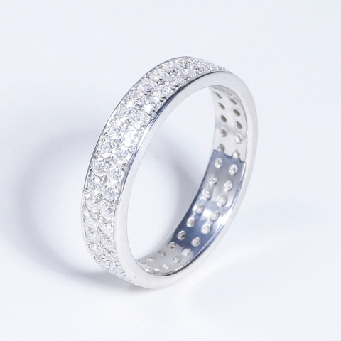 Nhẫn bạc ý s925 xi kim SRI005 Full Moissanite