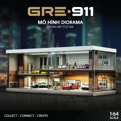 Mô hình Trưng Bày Diorama Light Brown Car House | Modern Garage Diorama 1:64 GRE911DIO-75