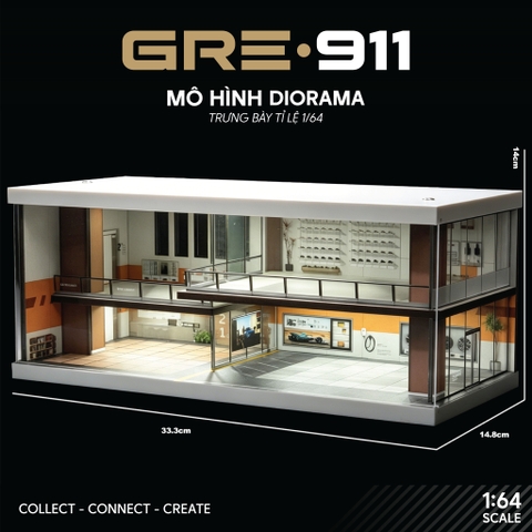 Mô hình Trưng Bày Diorama Light Brown Car House | Modern Garage Diorama 1:64 GRE911DIO-75