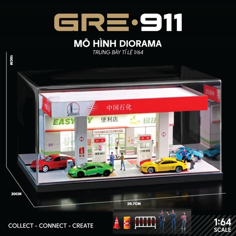 Mô hình trưng bày diorama trạm xăng Sinopec GRE911DIO-30