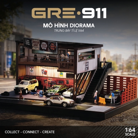 Mô hình garage sửa xe phong cách nhà kho Mỹ cổ điển