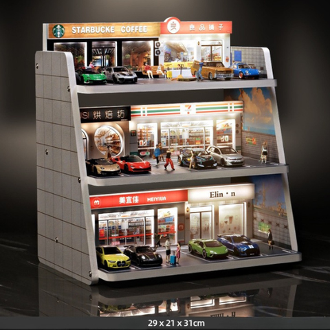 Diorama 1:64 Bãi Đỗ Xe 3D Có Đèn LED - Trưng Bày Chuyên Nghiệp | GRE•911