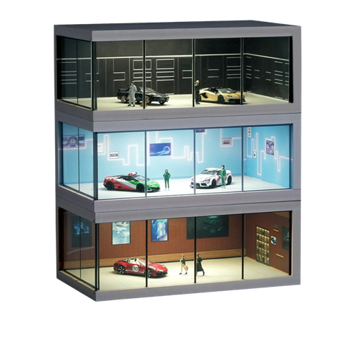 Diorama 1:64 Showroom Xe Có Đèn LED - Trưng Bày Sang Trọng | GRE•911