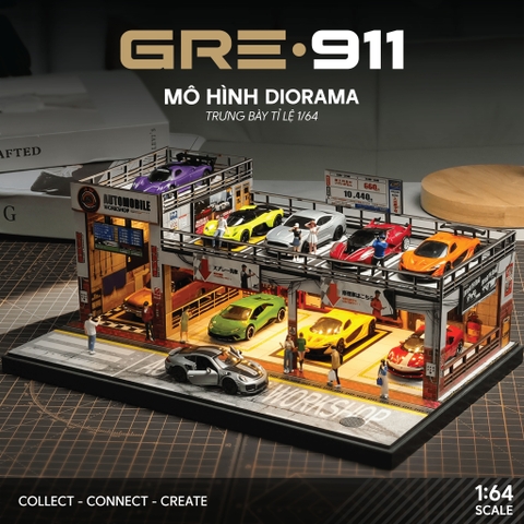 Diorama 1:64 Automobile Double-Level Parking Workshop (LED)
