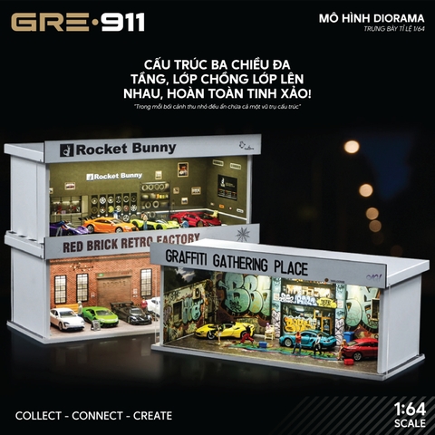 Mô hình Diorama 1:64 Set 2 - Bộ Trưng Bày Đa Năng Có Đèn LED GRE911LED-26