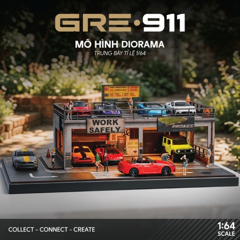 Mô hình Diorama Garage workshop 2 tầng tích hợp bãi đỗ xe GRE911LED-42