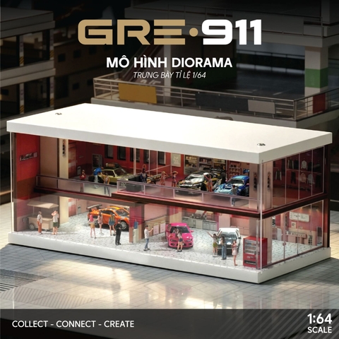 Mô Hình Trưng Bày Diorama 1:64 – Pink Zone Coffee & Car Gallery | GRE911LED-74