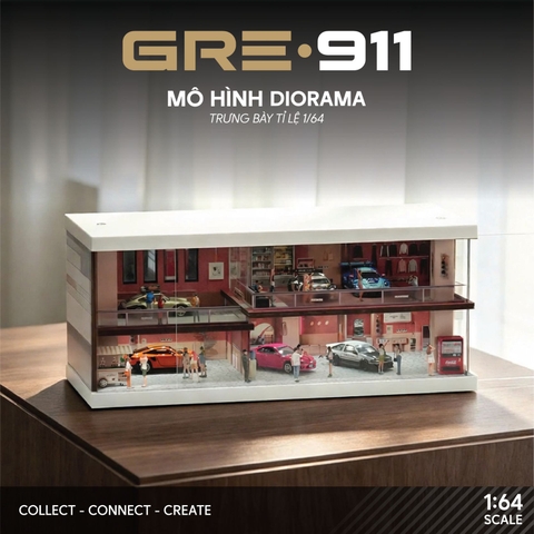 Mô Hình Trưng Bày Diorama 1:64 – Pink Zone Coffee & Car Gallery | GRE911LED-74