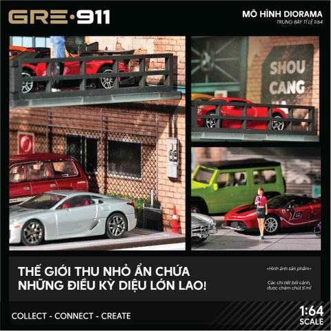 Mô Hình Trưng Bày Diorama Garage Công Nghiệp Retro 1:64 – SHOU CANG JIA | GRE911LED-76