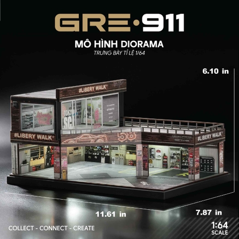 Mô Hình Trưng Bày Diorama 1:64 – Custom Tuning Garage | GRE911LED-81
