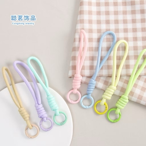 Móc khoá dây dù treo điện thoại/thú bông màu pastel