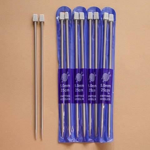 Kim Đan Thẳng Inox 25cm siêu nhẹ, bán theo cặp, chống gỉ, dùng đan len