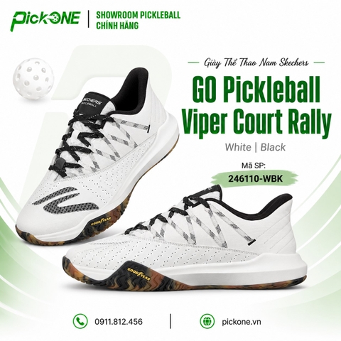Giày Thể Thao Nam Skechers GO Pickleball Viper Court Rally White | Black