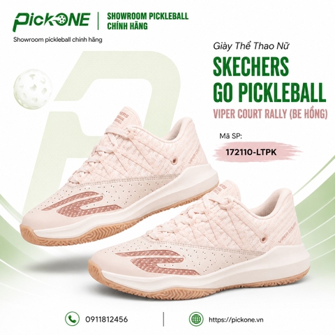 Giày Thể Thao Nữ Skechers Go Pickleball Viper Court Rally (Be hồng)
