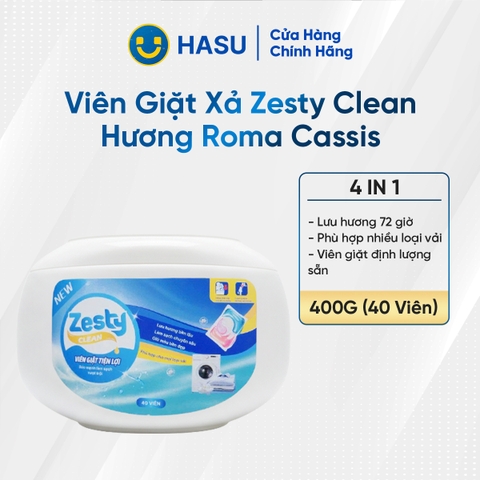 Viên giặt Zesty Clean 4in1 hộp 40 viên - 400g
- Hương Quả lý chua đen Roma (Roma Cassis)