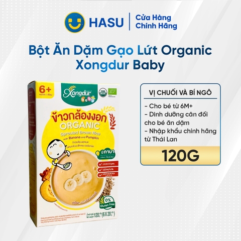 Bột ăn dặm Gạo lứt Organic Xongdur Baby vị Chuối và Bí ngô 120G