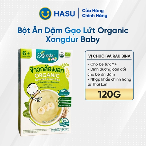 Bột ăn dặm Gạo lứt Organic Xongdur Baby vị Chuối và rau bina 120G