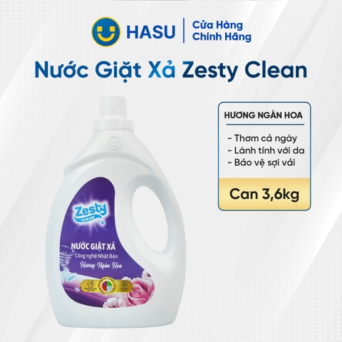 ZESTY CLEAN nước giặt xả hương ngàn hoa can 3.6KG