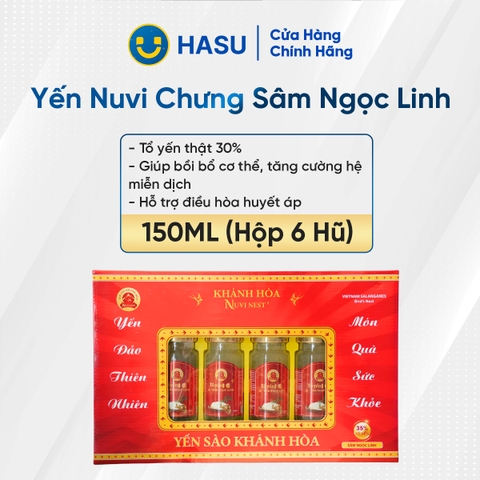 Yến Nuvi chưng sâm ngọc linh, HỘP QUÀ 150ML- 6 hũ