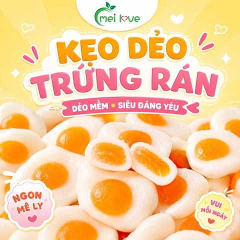 Kẹo Dẻo Trứng Rán Hương Trái Cây, Dẻo Mềm, Tạo Hình Trứng Ốp La, Kẹo Ăn Vặt Cho Bé & Gia Đình