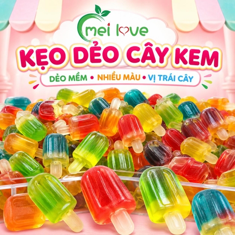Kẹo Dẻo Cây Kem Hương Trái Cây, Dẻo Mềm, Nhiều Màu Sắc, Kẹo Ăn Vặt Cho Bé & Gia Đình