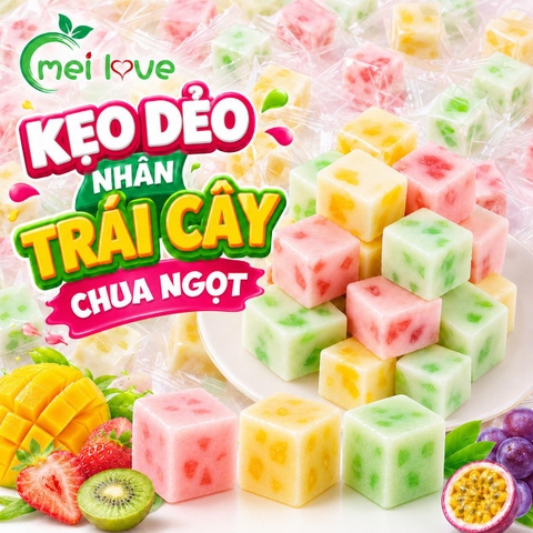 Kẹo Dẻo Nhân Trái Cây Lên Men Chua Ngọt, Nhân Sốt Mềm Tan, Ăn Vặt Lạ Miệng Cho Văn Phòng