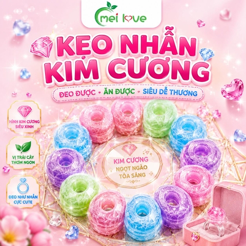 Kẹo Nhẫn Kim Cương Vị Trái Cây, Kẹo Hình Chiếc Nhẫn Độc Đáo, Kẹo Tuổi Thơ, Ăn Vặt & Quà Tặng