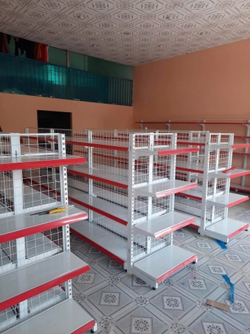 Kệ siêu thị đôi lưới 4 tầng C150 x D90
