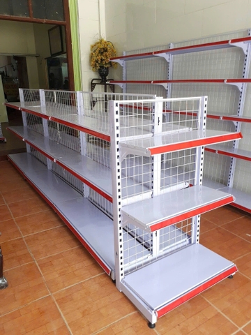 Kệ siêu thị đôi lưới 3 tầng C120 x D120