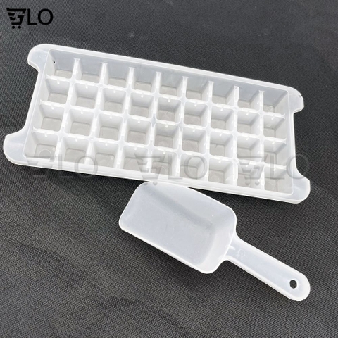 Khay 36 Viên Đá Và Xẻng Đá Tiện Lợi Để Tủ Lạnh, Nhựa Cao Cấp – Nhỏ Gọn, Vệ Sinh, Siêu Tiện Lợi