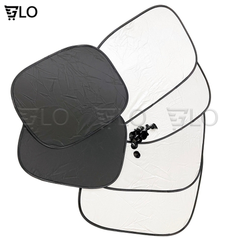Bộ 6 Tấm Chắn Nắng Tròn Xốp Dày Dặn Cho Xe Ô Tô Có Miếng Nút Giác Hút Cố Định, Miếng Che Nắng Cửa Oto Xe Hơi Cách Nhiệt