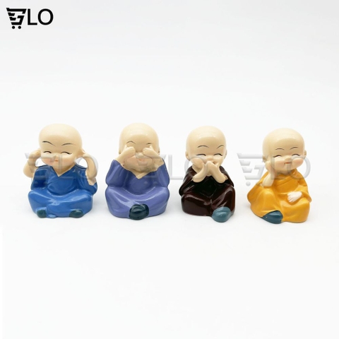 Bộ Tượng 4 Chú Tiểu Bốn Không, Mang Lại Bình Yên, May Mắn, Để Bàn Làm Việc, Xe Hơi, Để Trang Trí