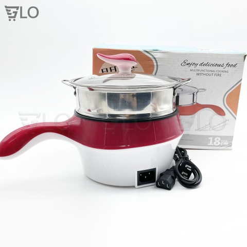 Ca Nấu Mì Có Lồng Hấp - Tay Cầm Ngang, Nấu Nước, Luộc Trứng Đa Năng Size 18cm