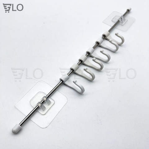 Thanh 6 Móc Nhựa Dán Tường 38.5x7cm Xoay 360 Độ – Tiện Lợi Mọi Không Gian, Đáp Ứng Mọi Nhu Cầu