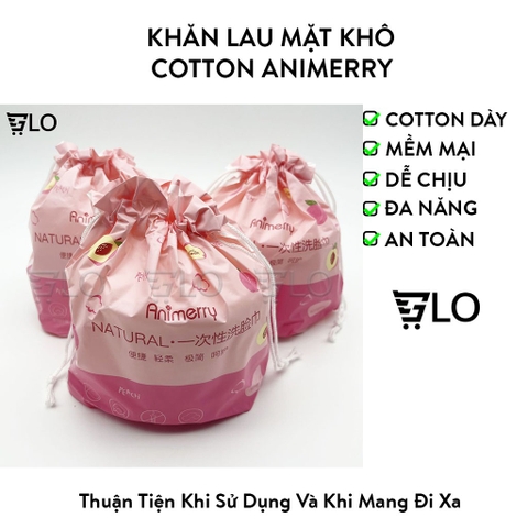 Khăn Lau Mặt Khô Cotton Animerry Dùng 1 Lần, Vệ Sinh, An Toàn, Cho Làn Da Nhạy Cảm