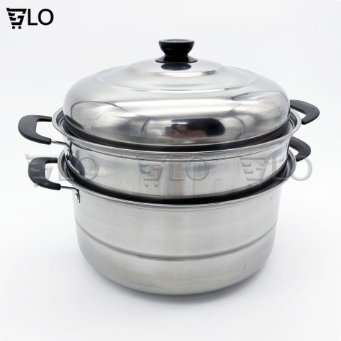 Nồi Hấp Bánh Bao, Cơm, Xôi, Bánh Flan Inox 3 Tầng Dùng Được Bếp Từ