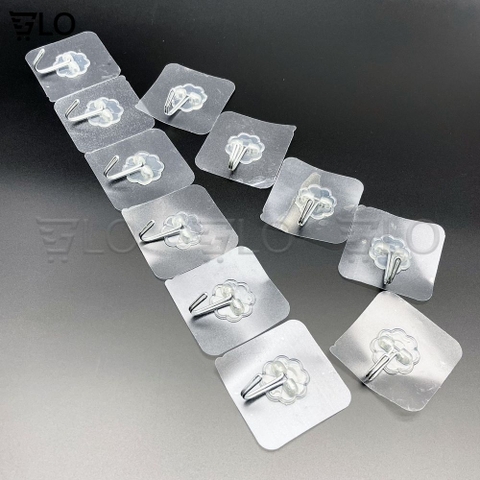 Móc Treo Dính Tường Siêu Chắc 6x6cm - Inox Không Gỉ, Tải Trọng 5kg, Nhựa Trong Suốt