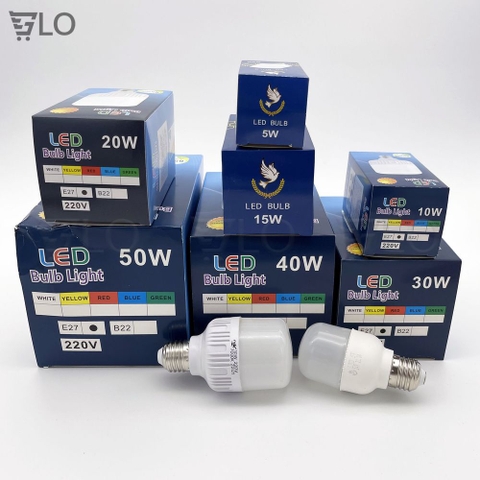 Bóng Đèn Led Trụ Trắng Bulb Siêu Sáng Tiết Kiệm Điện Nguồn 220v Đuôi Đèn Xoáy E27 Chuẩn Châu Âu