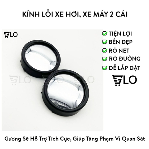 Kính Lồi Xe Hơi, Xe Máy, Gương Cầu Lồi Vĩ 2 Cái, Xoá Bỏ Điểm Mù, Tăng An Toàn Lái Xe Gấp Nhiều Lần