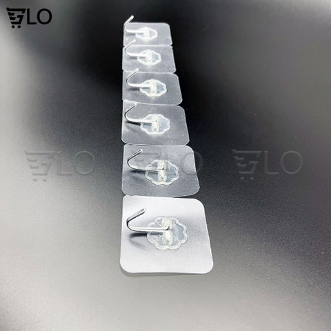 Móc Treo Dính Tường Siêu Chắc 6x6cm - Inox Không Gỉ, Tải Trọng 5kg, Nhựa Trong Suốt
