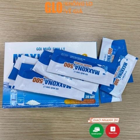 Hộp 30 Gói Muối Sinh Lý MAXKONA 500, Gói Pha Để Súc Họng, Súc Miệng, Rửa Mũi Xoang